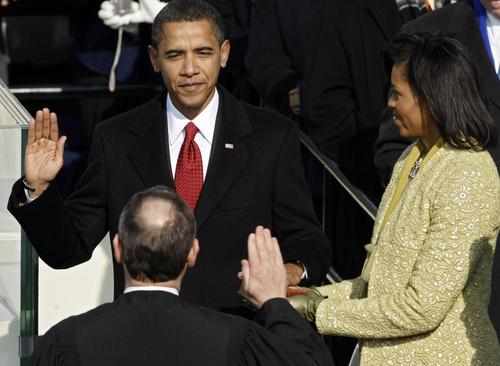 Barack Obama is sworn
in as 44th President